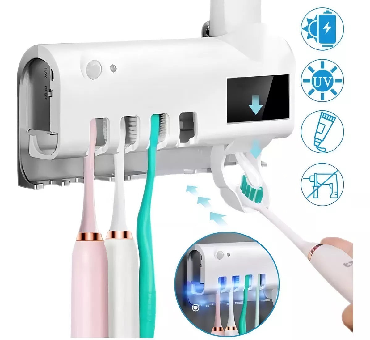 Set Dental Inteligente – Dispensador y Esterilizador UV de Cepillos