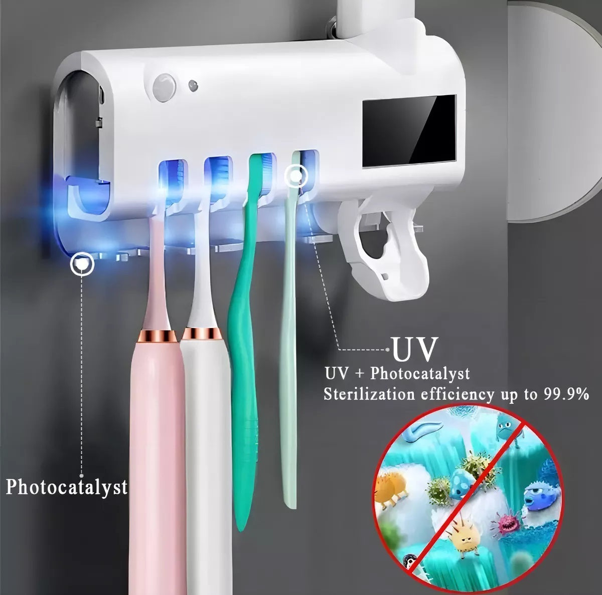 Set Dental Inteligente – Dispensador y Esterilizador UV de Cepillos