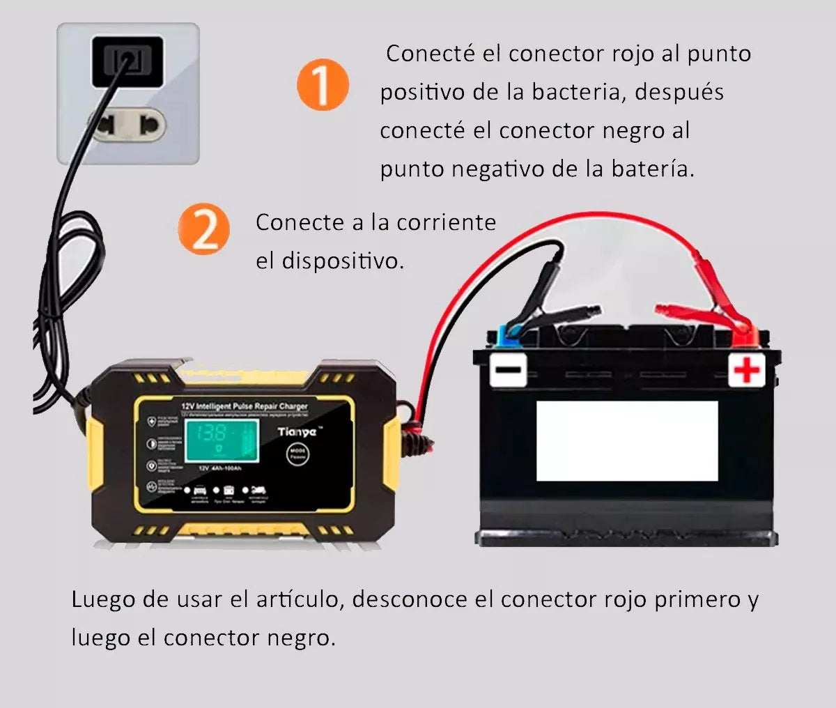Cargador Inteligente 12V para Carro y Moto – Con Pantalla Digital y Protección Automática|