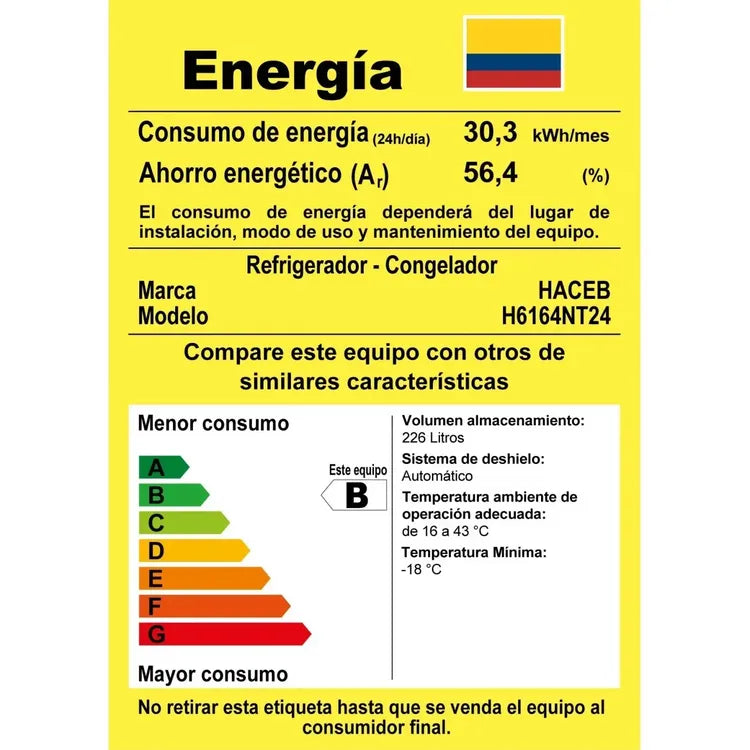 Nevera Haceb N243 No Frost 226 L – Manija Integrada Titanio / Gris Plomo