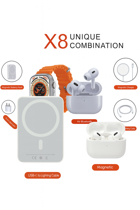 ⌚ Combo Inteligente X8 – Smartwatch Ultra + Power Bank + Accesorios