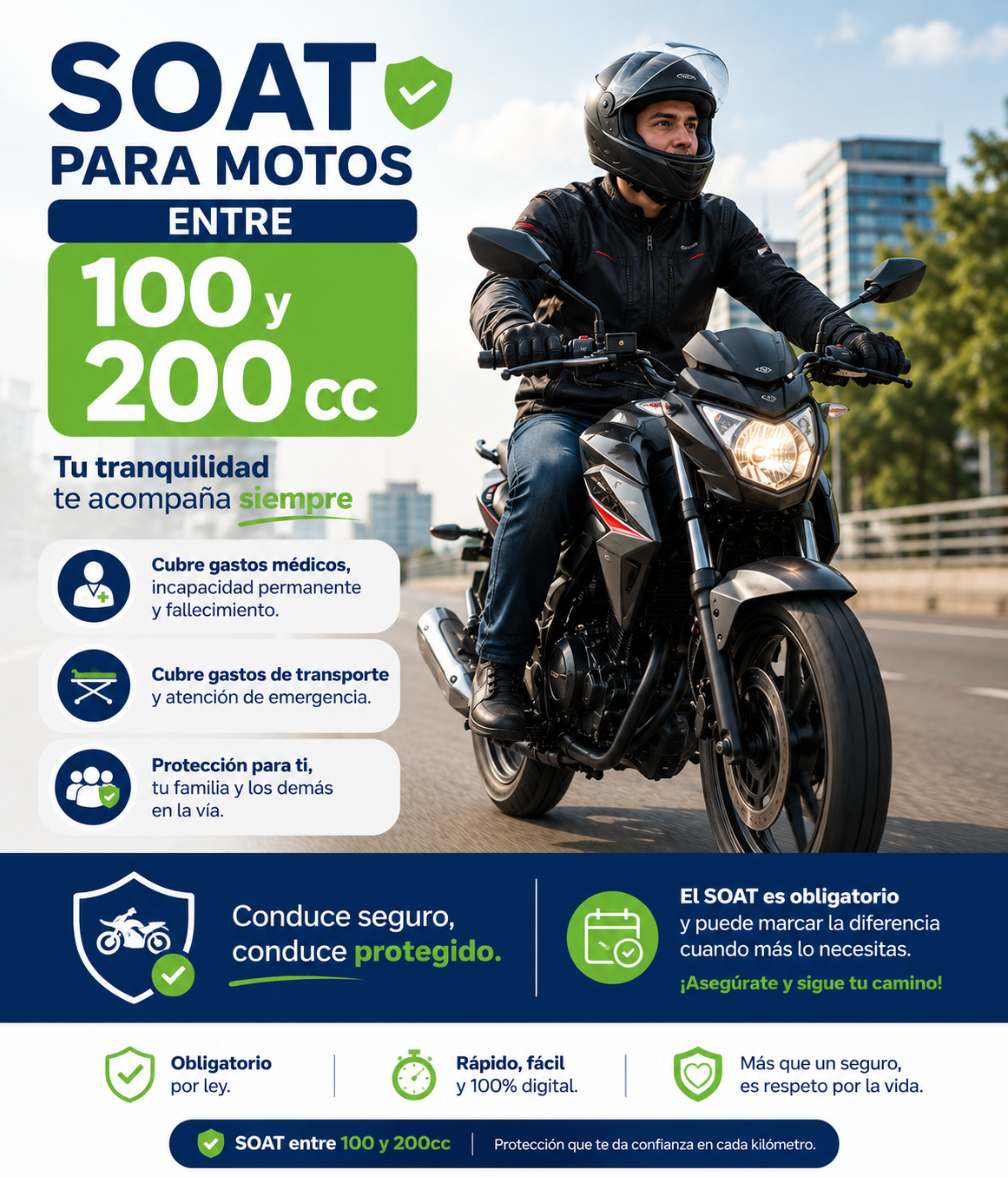 SOAT para motos de 100cc a 200cc