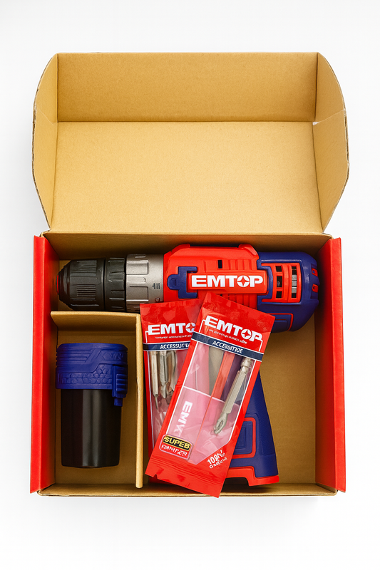 🔧 Taladro Inalámbrico EMTOP 12V 3/8 – Potencia y Comodidad en tus manos