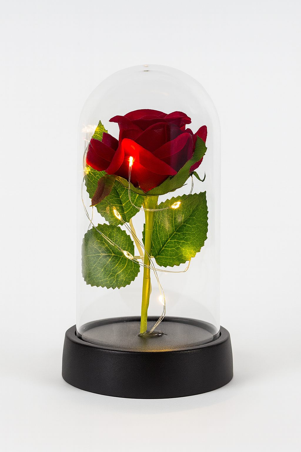 🌹 Rosa con Luces LED en Campana de Vidrio – Un regalo romántico y elegante