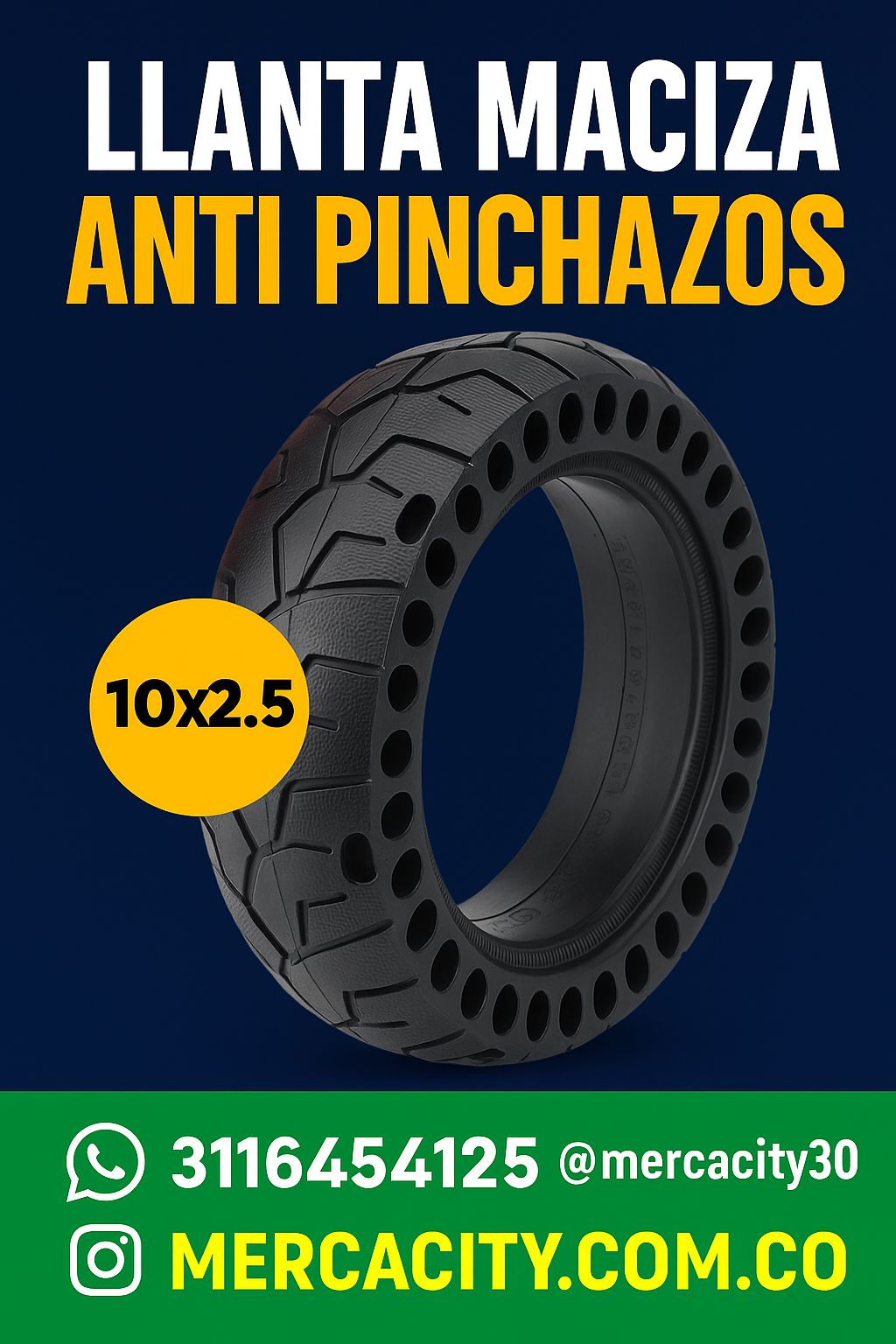 Llanta maciza antipinchazos 10x2.5