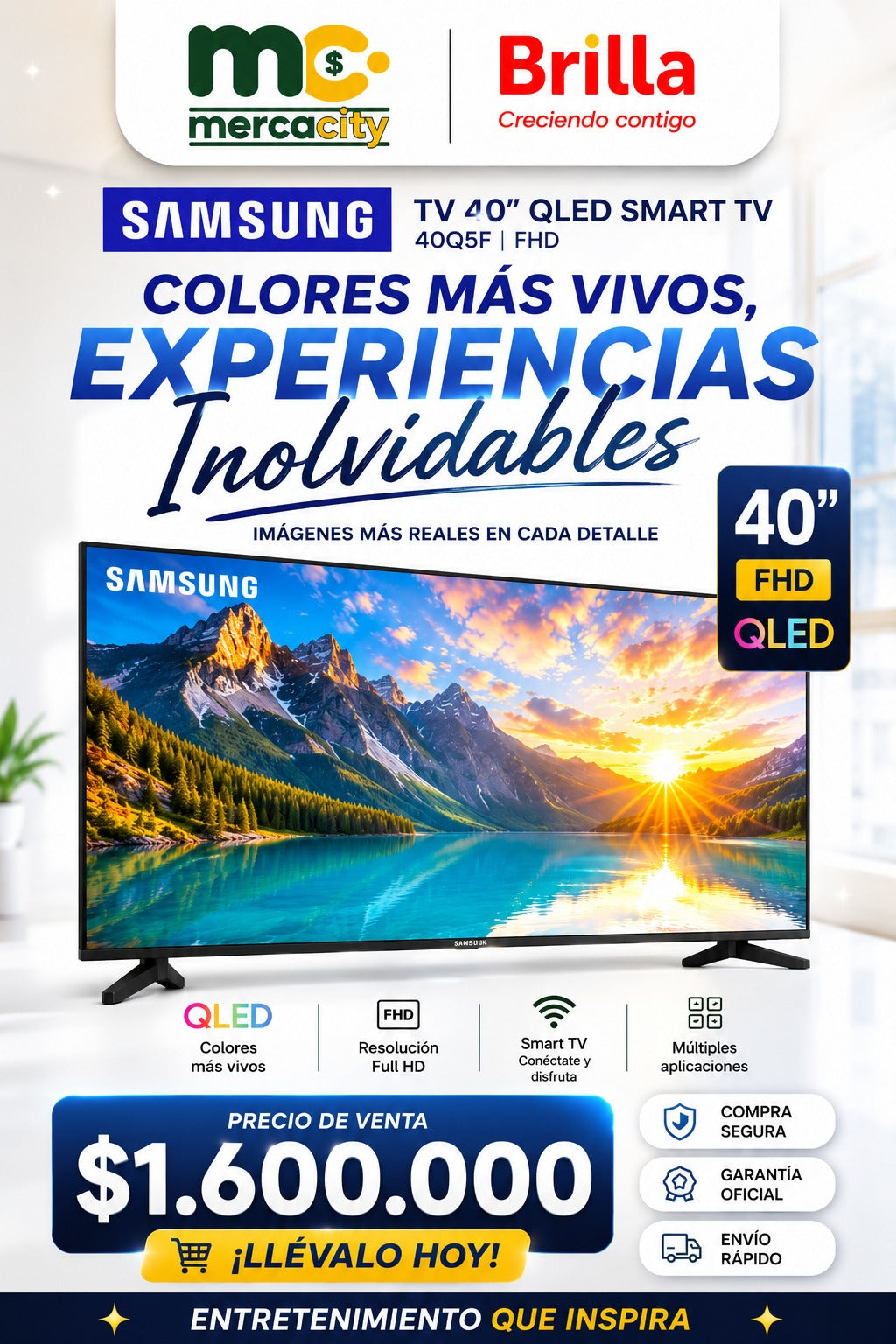 TELEVISOR SAMSUNG 40" PULGADAS QLED SMART TV