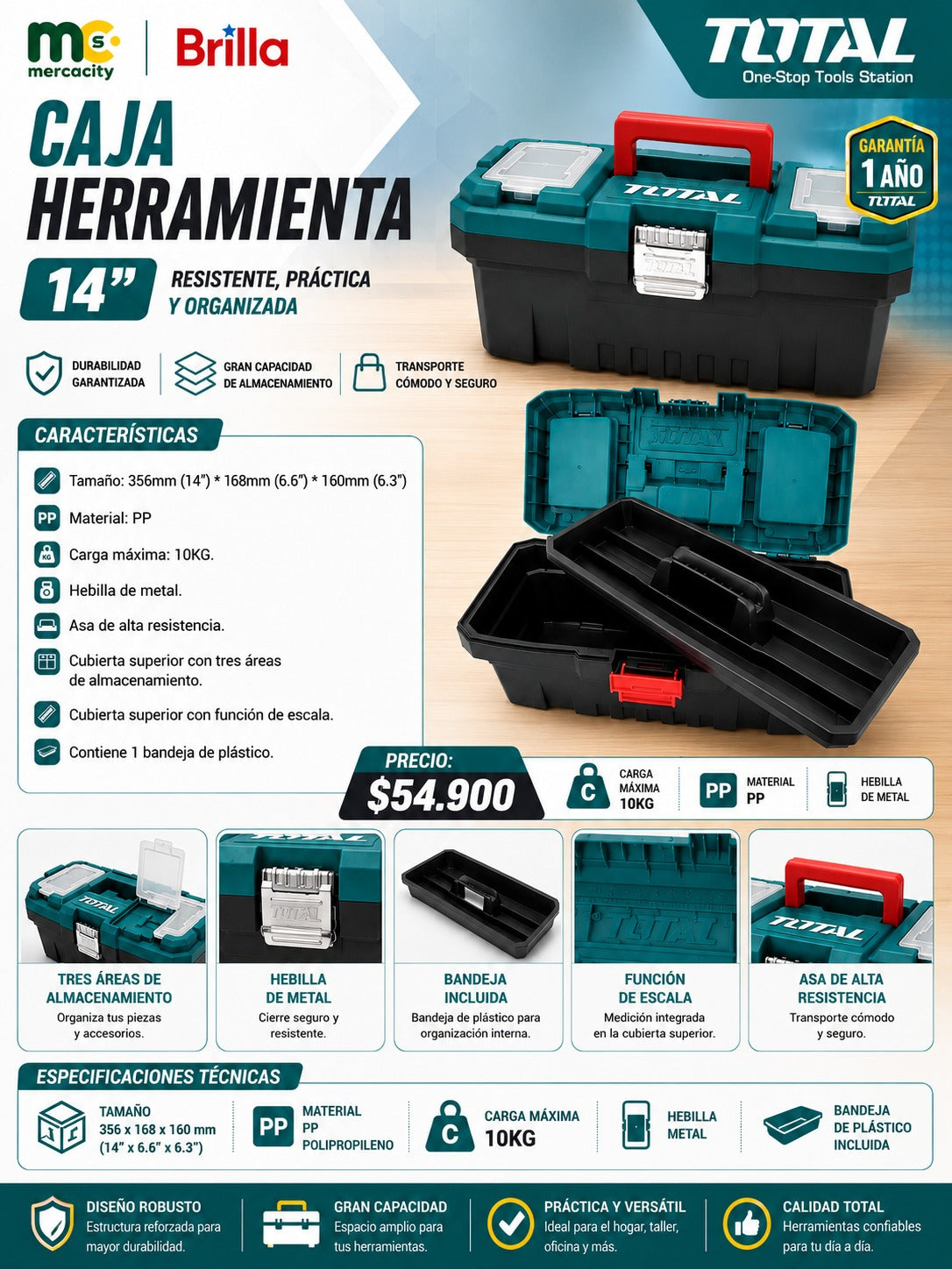 CAJA HERRAMIENTA TOTAL 14"