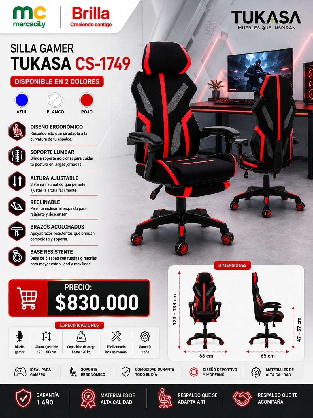 SILLA GAMER TUKASA CS-1749