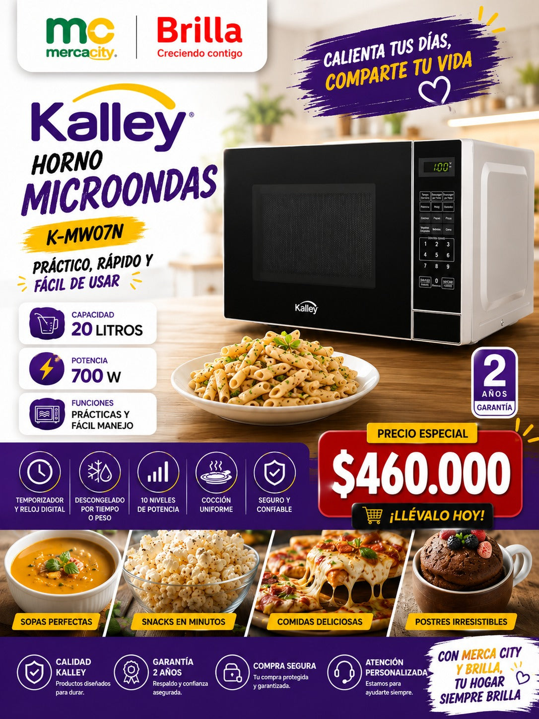 HORNO MICROONDAS 20 LITROS 700W KALLEY