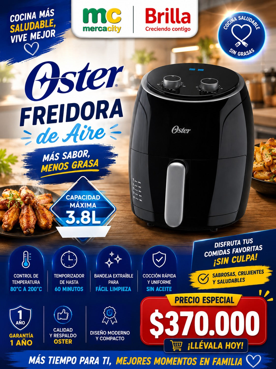 FREIDORA DE AIRE OSTER 3.8L