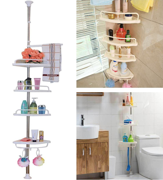 Organizador Esquinero de Baño 4 Niveles – Acero Inoxidable y Diseño Telescópico Anticorrosión