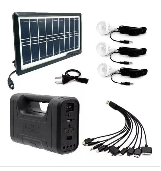 ☀️ Kit Solar con Panel, 3 Bombillos, Batería y Linterna – Energía Limpia y Portátil
