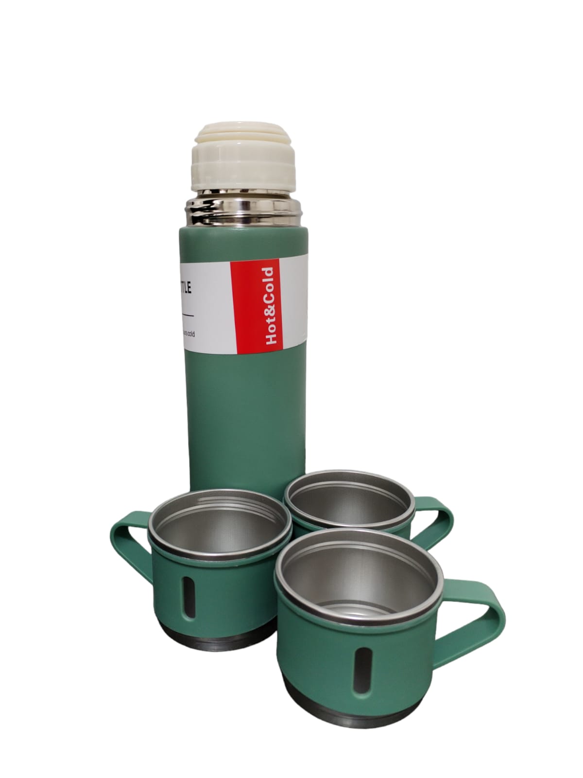 Termo de Acero Inoxidable con 3 Pocillos – Mantiene Bebidas Calientes o Frías por Horas