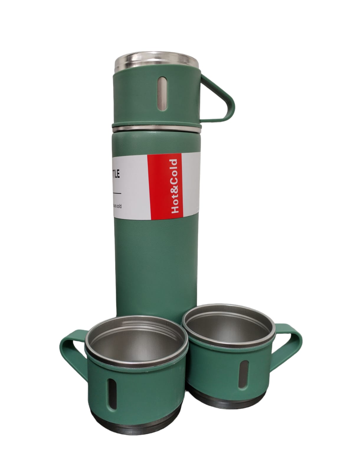 Termo de Acero Inoxidable con 3 Pocillos – Mantiene Bebidas Calientes o Frías por Horas