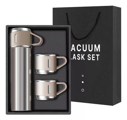 Termo de Acero Inoxidable con 3 Pocillos – Mantiene Bebidas Calientes o Frías por Horas