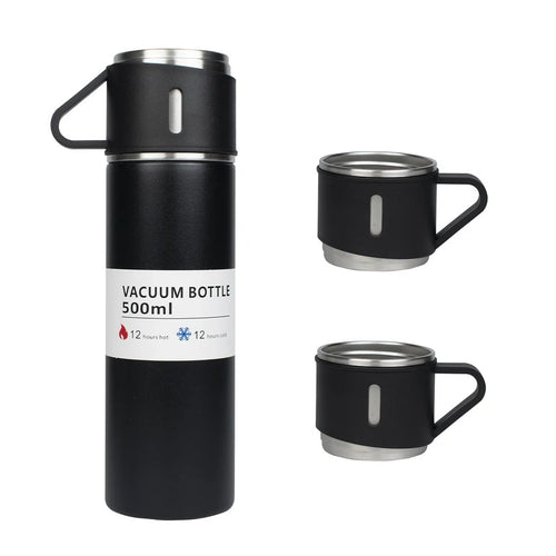 Termo de Acero Inoxidable con 3 Pocillos – Mantiene Bebidas Calientes o Frías por Horas