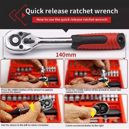 Juego de Copas y Ratchet de 46 Piezas – Completo y Multifuncional