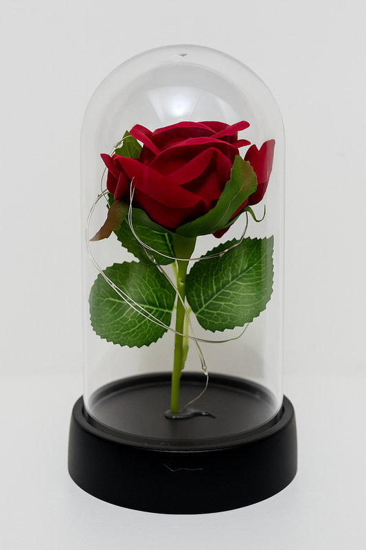 🌹 Rosa con Luces LED en Campana de Vidrio – Un regalo romántico y elegante