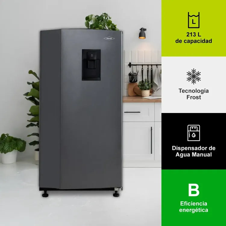 Nevera Haceb Frost 213 L Titanio con Dispensador de Agua – Tecnología y Ahorro
