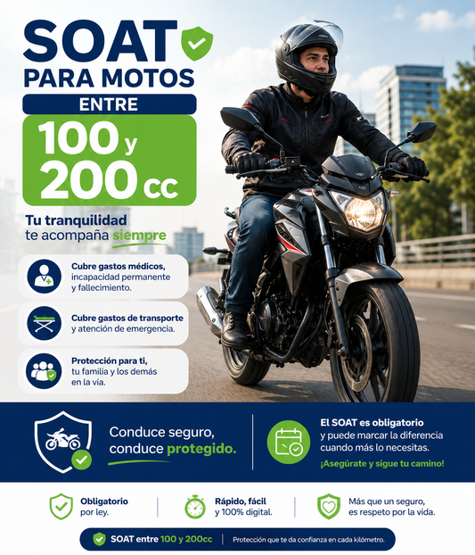 SOAT para motos de 100cc a 200cc
