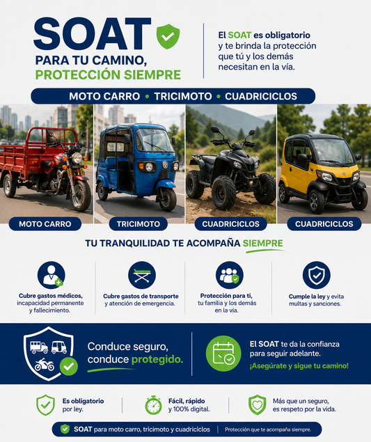 SOAT PARA MOTO CARRO, TRICIMOTO Y CUADRICICLOS