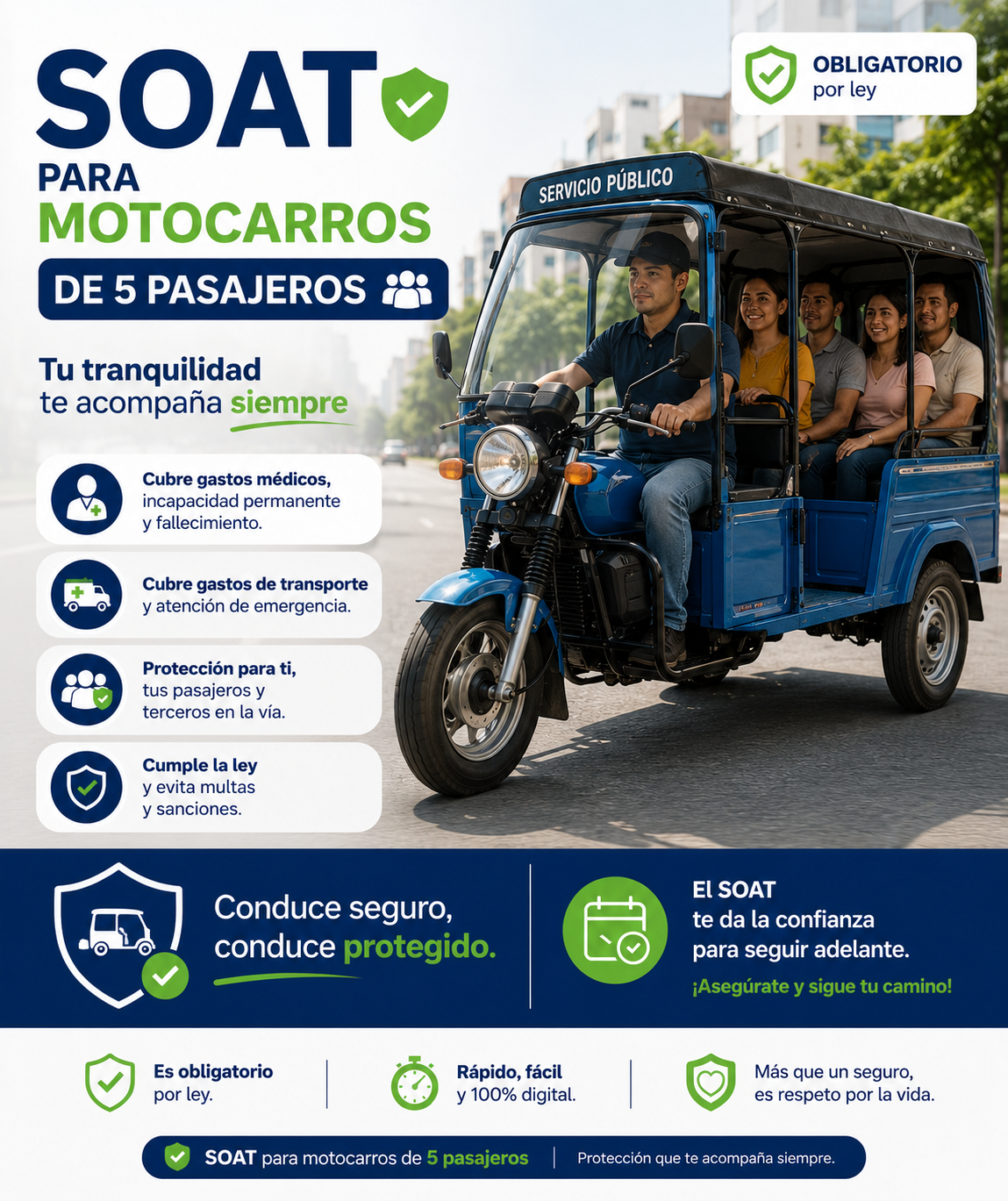 SOAT para motocarros de 5 pasajeros