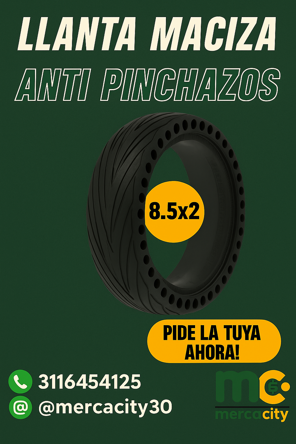 Llanta maciza antipinchazos 8.5X2
