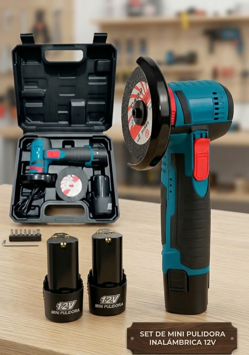 🔧 Mini Pulidora Angular Inalámbrica 12V con Doble Batería