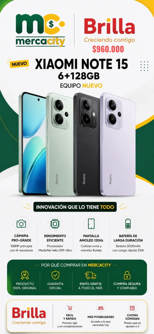 Xiaomi Note 15 128GB | Potencia, Fluidez y Cámara Profesional