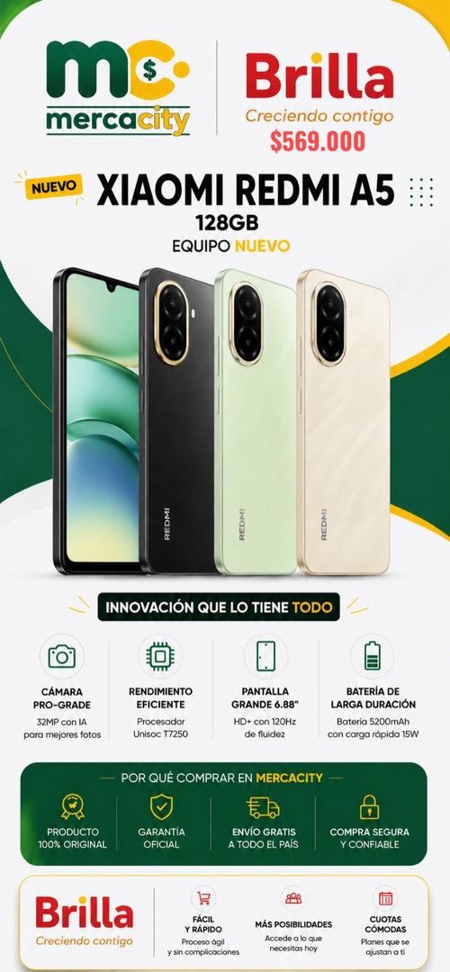 Xiaomi Redmi A5 128GB | Rendimiento Inteligente y Gran Batería al Mejor Precio