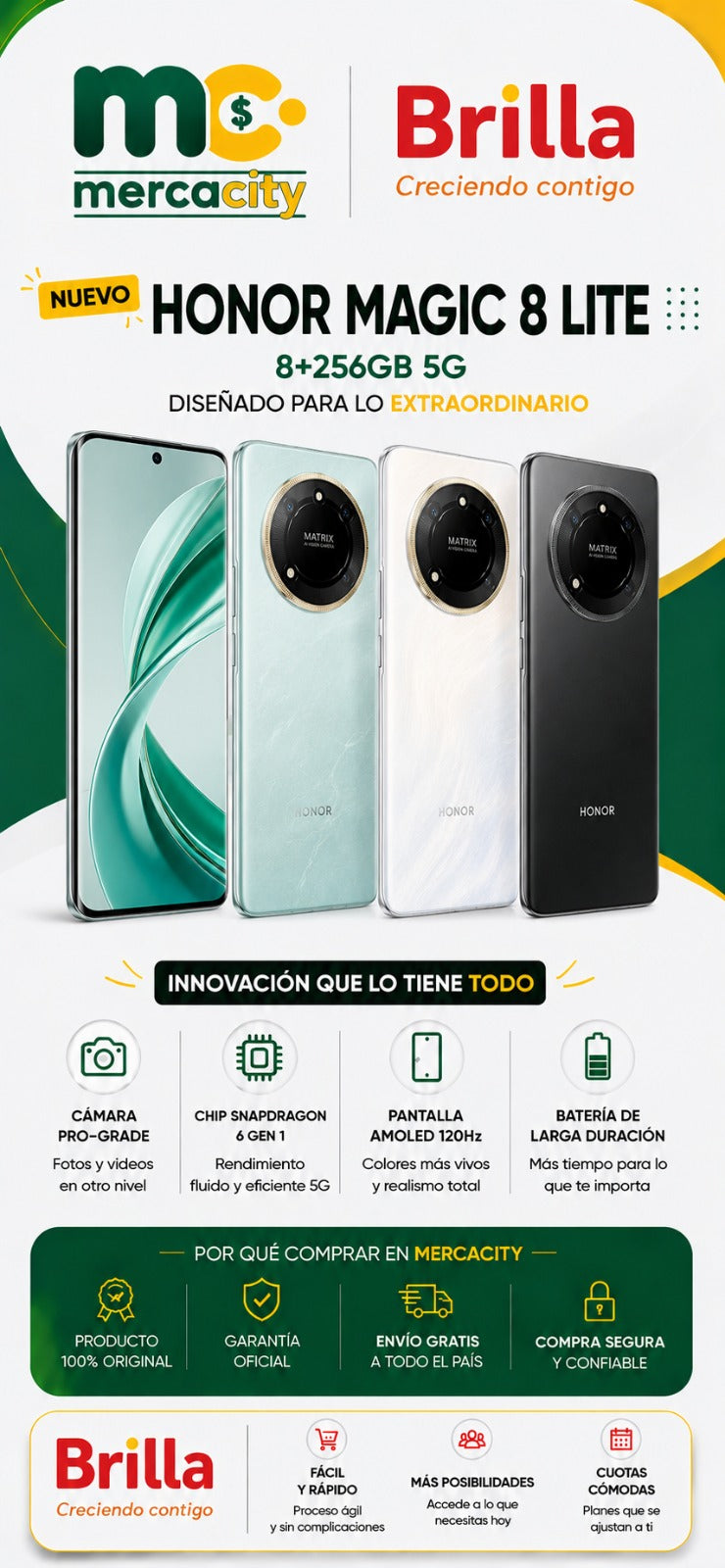 Honor Magic 8 Lite 5G 256GB | Elegancia, Potencia y Tecnología Premium