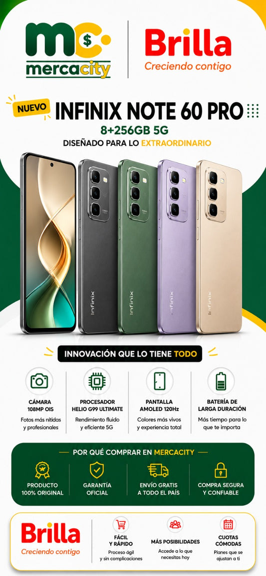 Infinix Note 60 Pro 5G 256GB | Potencia Premium y Experiencia Ultra Fluida