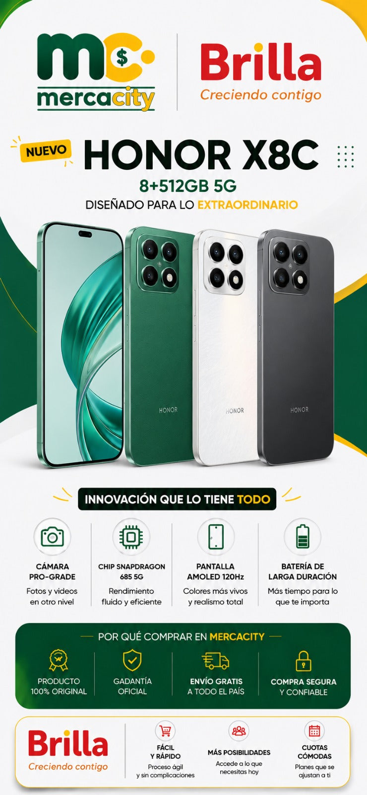 Honor X8C 5G 512GB | Potencia Premium, Máximo Almacenamiento y Diseño Elegante