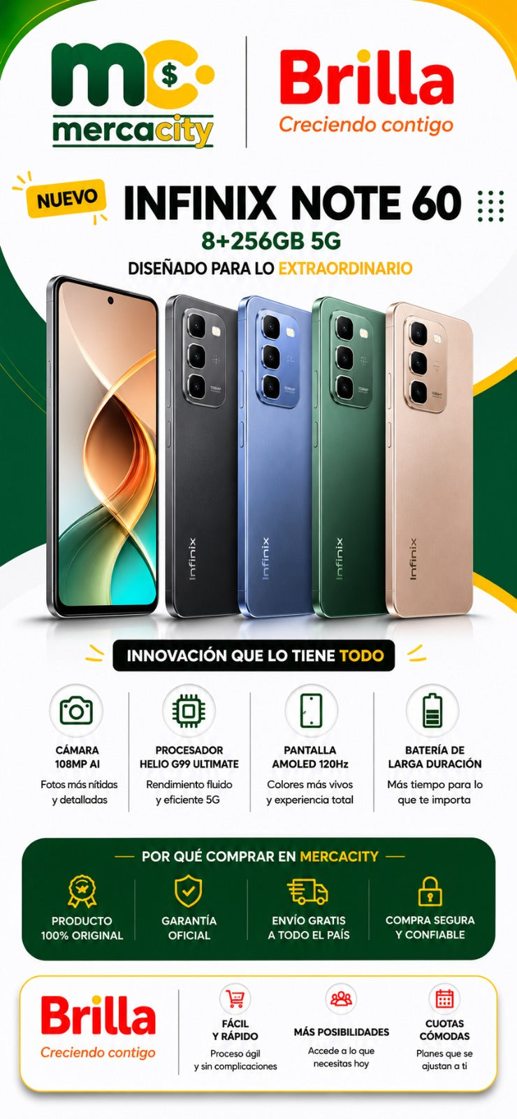 Infinix Note 60 5G 256GB | Potencia, Velocidad y Diseño Premium