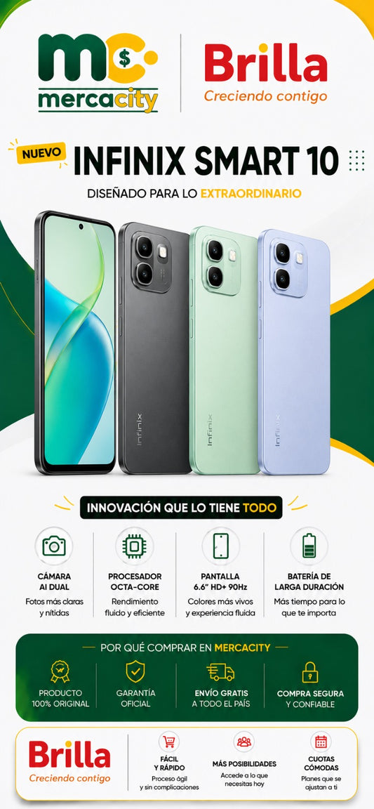 Infinix Smart 10 | Rendimiento Inteligente y Diseño Moderno