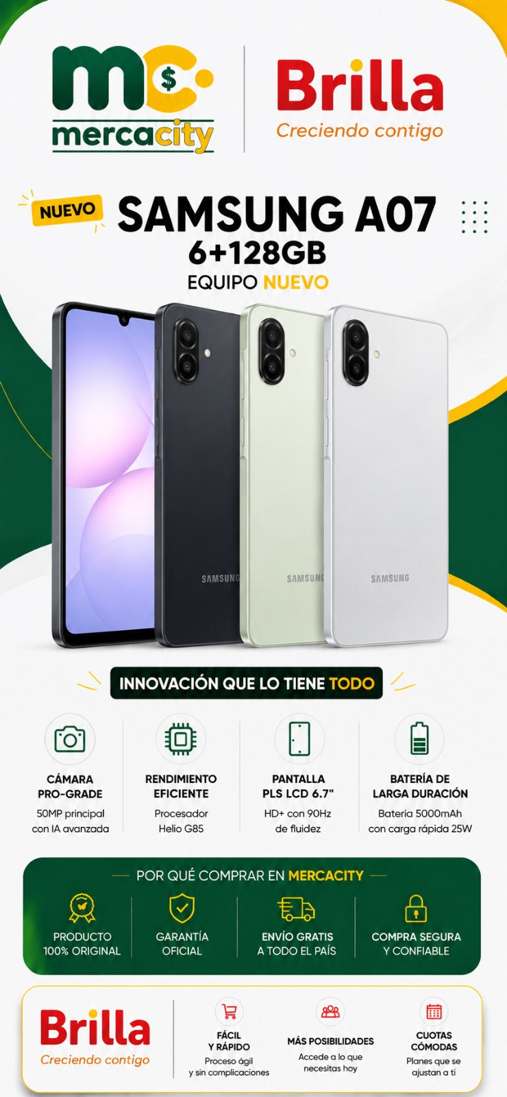 Samsung A07 128GB | Rendimiento Inteligente y Batería de Larga Duración