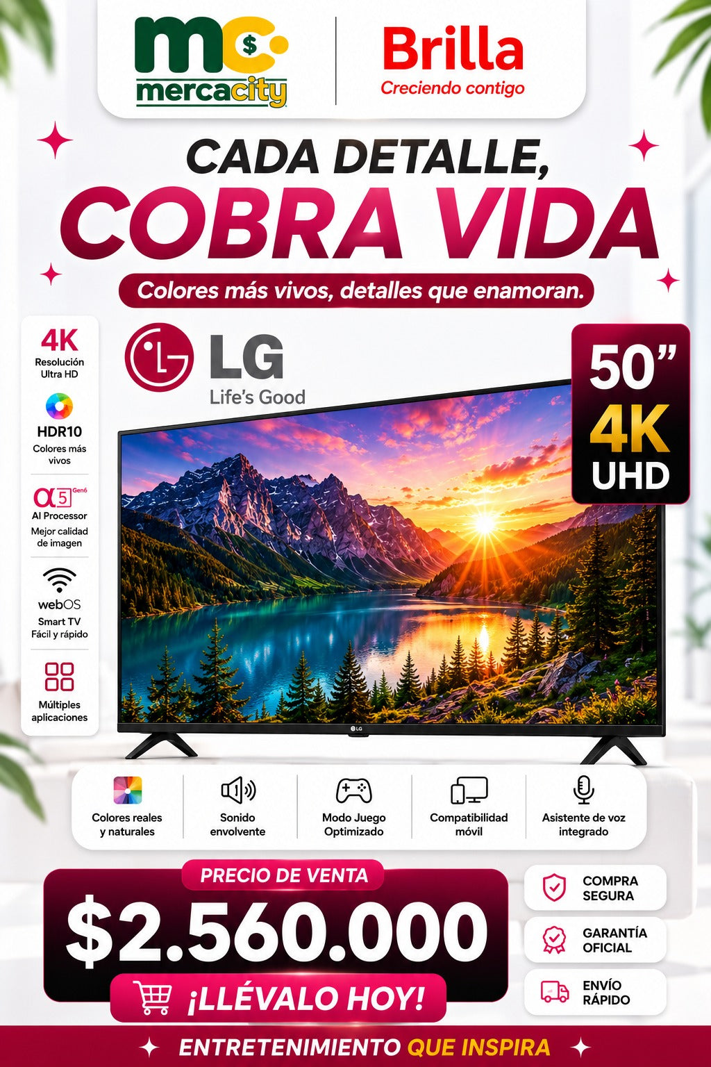 TELEVISOR LG 50" PULGADAS 4K UHD