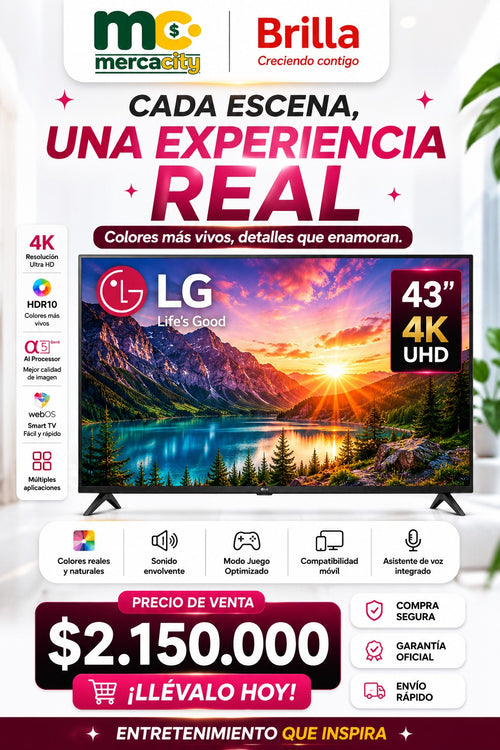 TELEVISOR LG 43" PULGADAS  4K UHD