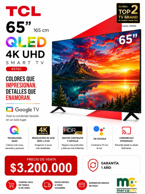 TELEVISOR TCL 65" QLED 4K UHD SMART TV