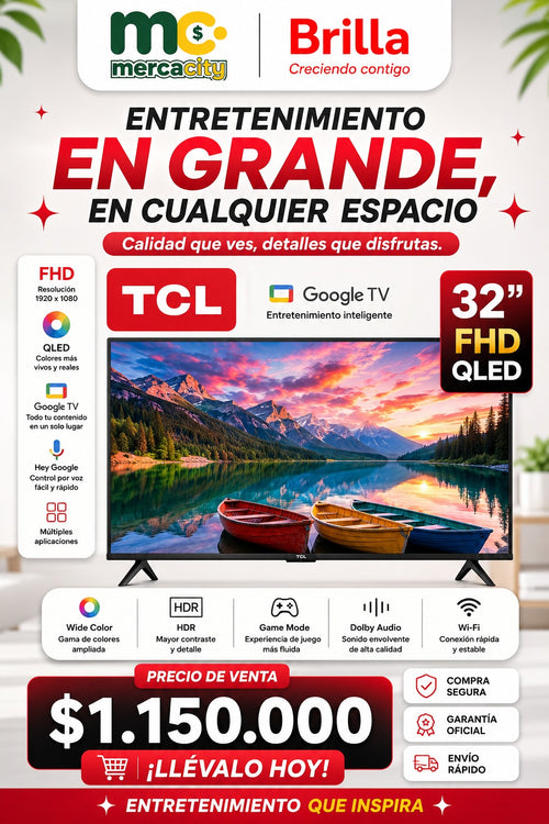 TELEVISOR TCL 32" PULGADAS FHD QLED