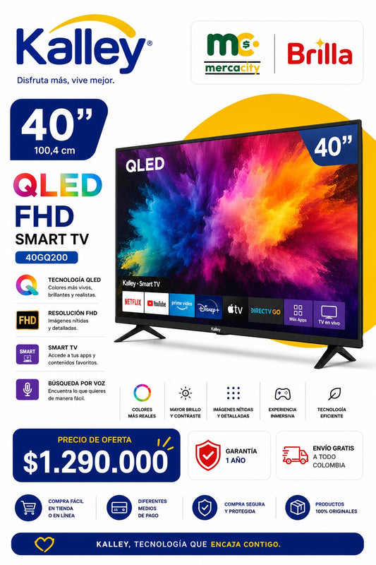 TELEVISOR 40" PULGADAS QLED FHD SMART TV