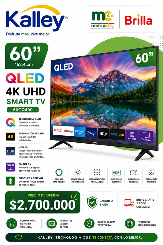 TELEVISOR 60" PULGADAS QLED 4K UHD SMART TV