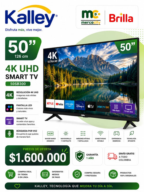 TELEVISOR KALLEY 50" PULGADAS 4K UHD SMART TV