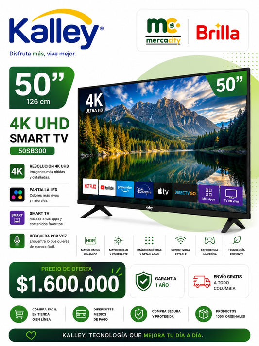 TELEVISOR KALLEY 50" PULGADAS 4K UHD SMART TV