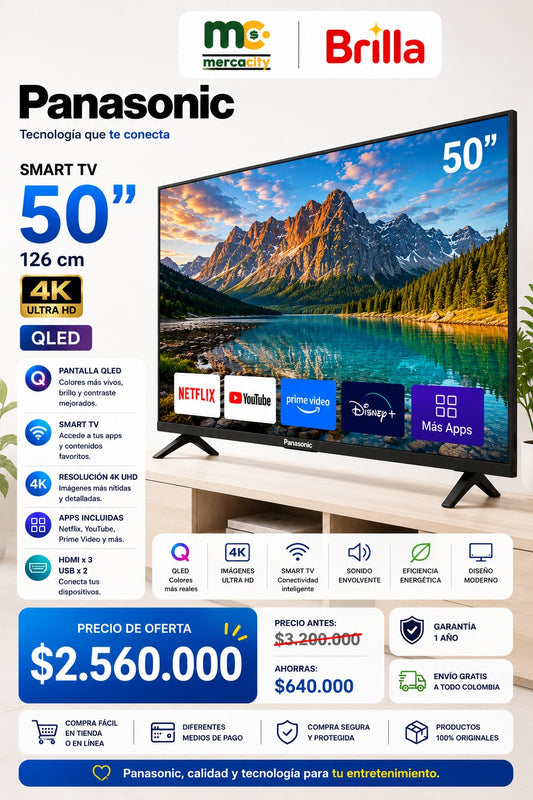 TELEVISOR PANASONIC 50" PULGADAS 4K QLED