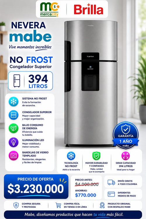 NEVERA MABE NO FROST 394 LITROS
