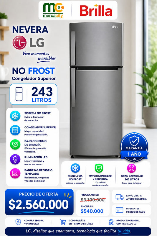 NEVERA LG NO FROST 243 LITROS
