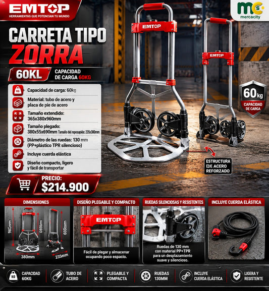 CARRETA TIPO ZORRA EMPTO 60KG