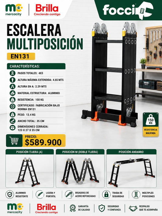 ESCALERA MULTIPOSICION 3 EN 1 FOCCI