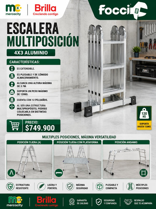 ESCALERA MULTIPOSICION 4X3 EN ALUMINIO